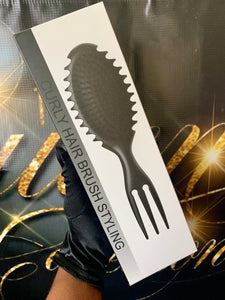 2-N-1 Curly Hair Detangler Styling Brush With Parting Comb