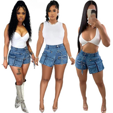 Load image into Gallery viewer, Demi Denim Cargo Skort