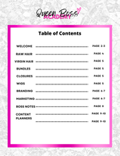 Load image into Gallery viewer, Raw Hair Vendors List Ebook | Virgin Hair Vendors | Branding &amp; Marketing Guides + Content Planners For Small Business Owners