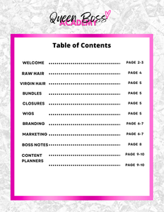 Raw Hair Vendors List Ebook | Virgin Hair Vendors | Branding & Marketing Guides + Content Planners For Small Business Owners