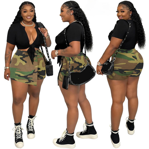 Cross Your Path Irregular Camo Skort