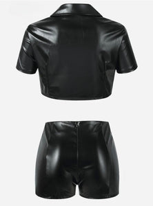 Pure Jealousy Faux Leather 2pc Short Set