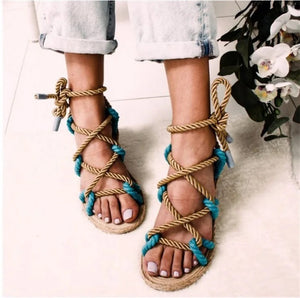 Wholesale Multi Color Rope Sandals (10 Pair)