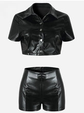 Load image into Gallery viewer, Pure Jealousy Faux Leather 2pc Short Set