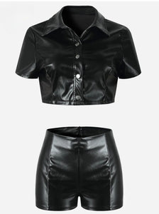 Pure Jealousy Faux Leather 2pc Short Set