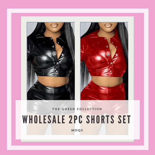 Wholesale Leather 2 Piece Short Set