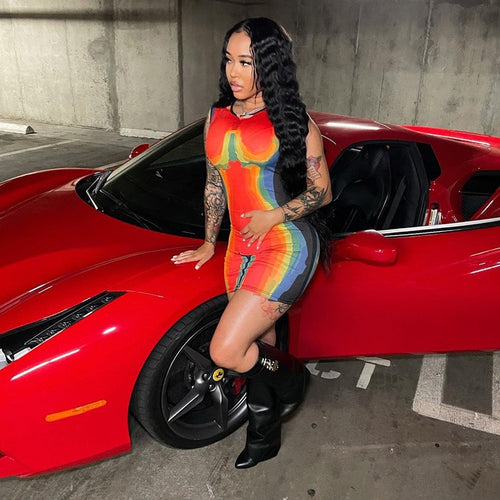 Work Of Art Body Printed Mini Dress