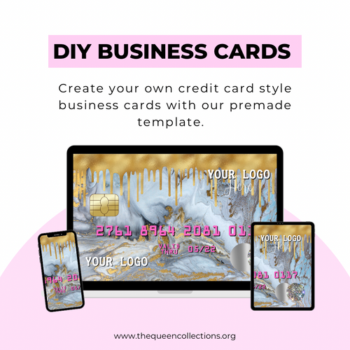 Gold Marble Credit Card Style Business Card TEMPLATE