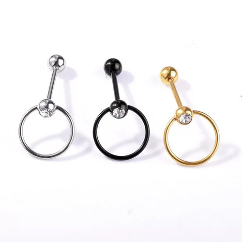 Diamond Hoop Tongue Ring