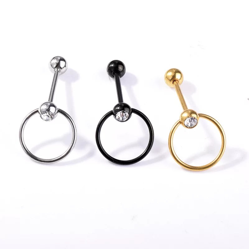 Diamond Hoop Tongue Ring