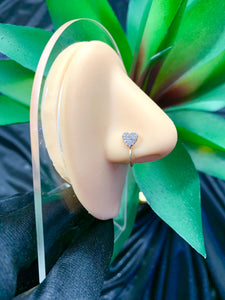 Diamond Heart Nose Ring Cuff
